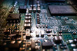 Circuit board background. Electronic circuit board texture. Computer technology, digital chip, electronic pattern. Tech texture. Technology system with digital data.