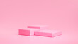 Cube winner Pink podium product display pedestal empty studio scene cosmetic beauty and fashion banner concept on pink background 3d illustration rendering