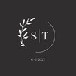 Letter ST wedding monogram logo design template