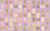 Fototapeta Pokój dzieciecy - Abstract pattern from multi coloured eco paper drink cups Arranged Diagonally on white background. Environment friendly Concept.