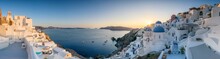 Oia Panorama At Sunset, Santorini Island, Greece 