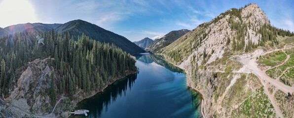 Beautiful mountain lake in the forest