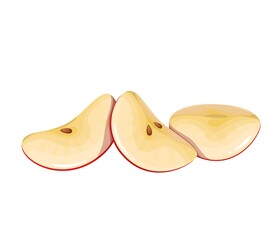 Canvas Print - Red apple fruit slices. Healthy vegetarian snack vector illustration.
