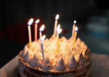 Birthday Cake With Burning Candles