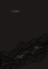 Wall Mural - elegant abstract shiny luxury a4 cover design with golden glitter, paper cut curved elements and cop