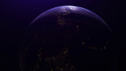 Poster - Abstraction of realistic world globe spinning slowly animation. Animation. Planet earth from space. Full revolution of the planet around its axis.