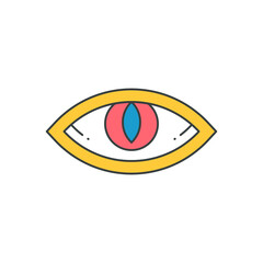 Wall Mural - Comic animal eye vertical eyeball red lens psychedelic spiritual mythic pop art design vector