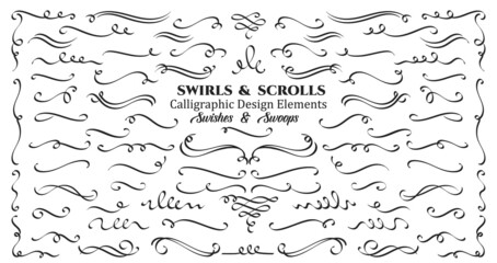swirls or scrolls, vintage flourishes, stroke and curls. swishes, swashes or swoops. calligraphic li