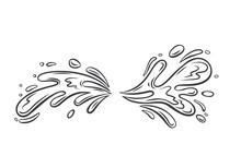 Drops And Splashes Of Water. Outline Vector Illustration Of The Water Splash Element.