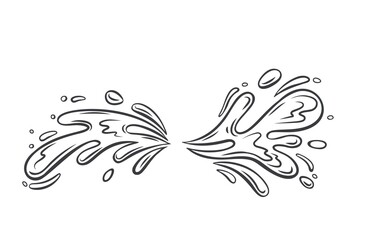 Canvas Print - Drops and splashes of water. Outline vector illustration of the water splash element.