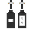 © Supakorn - Black power cord vector. Black power cord cable plugged into white wall outlet on white wall with copy space.
