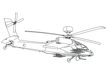 Wall Mural - Apache attack helicopter isolated on white background. Vector Military machine. Military vehicle logotype.