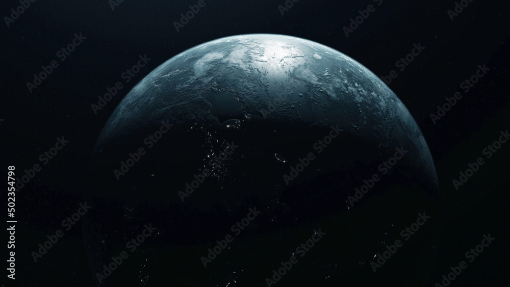 Abstraction of realistic world globe spinning slowly animation ...