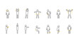 Warm-up workers sport line icons