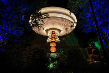 Wall Mural - beautiful shot of night light at silver dollar city, park in missouri, usa with dark blue light