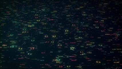 Poster - Big Data Digital Business Hitech Background/ 4k animation of an abstract wallpaper big data business digital technology background including connected lines and numbers matrix styled flowing with dept