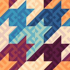 Poster - Classic Hounds-tooth pattern in a patchwork collage style.