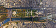 Panoramic aerial top down view of Tuileries Garden and the Louvre along the Seine, Paris, France.