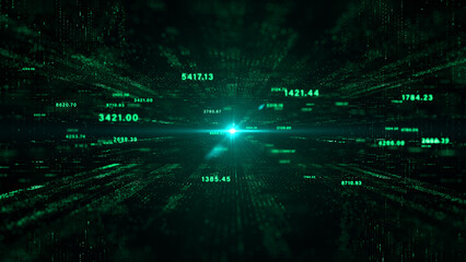 Poster - Technology abstract background, Digital cyberspace with numbers, Technology digital big data network connection, 3D rendering