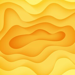 Wall Mural - Abstract yellow background in cut paper style. Cutout orange wallpaper. Wavy template for save the Earth posters, eco brochures, business presentations. Vector card illustration of papercut background