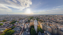 Panoramic Aerial View Of Paris Downtown From Sacred Heart Basilica In Montmartre, Paris, France.