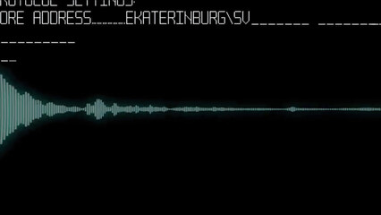 Poster - Animated background with audio elements. Sound track on display. Audio signal animation, simple colorful equalizer, the sound wave as a background motion