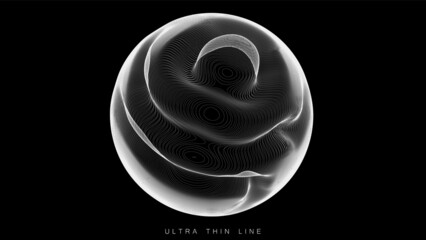 Aufkleber - ultra thin line fluid geometry. dynamic vector distorted spheres.