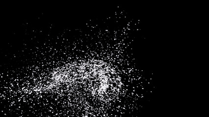 Poster - Beautiful abstraction of mesmerizing whirlwind consisting of white small particles whirling on the black background. Animation. Particles shimmering in the dark