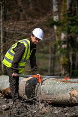 Wall Mural - Pretty woman working as a forester.