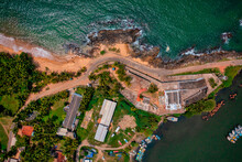 Aerial View Of The Wild Coastline In Beruwala, Sri Lanka.