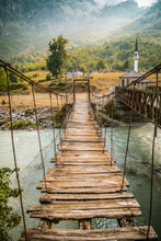 Pendant Bridge In Valbona Valley, Albania