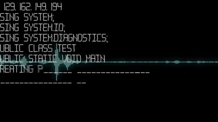 Poster - Animated background with audio elements. Sound track on display. Audio signal animation, simple colorful equalizer, the sound wave as a background motion