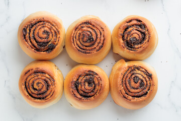 Wall Mural - Round buns with poppy seeds