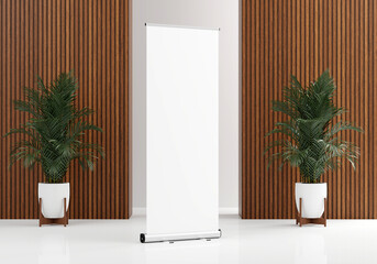 Wall Mural - roll up banner stand mockup. 3d render.
