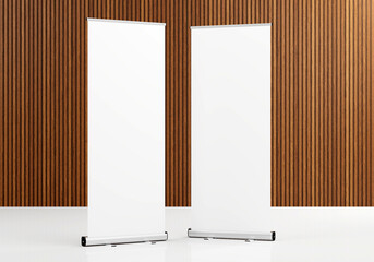 Wall Mural - roll up banner stand mockup. 3d render.