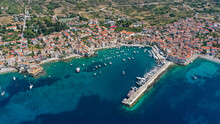 Aerial View Of Komiza Bay, Island Vis, Croatia.