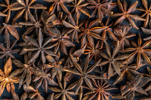 Top View Of A Pile Of Star Anise Spice On A Table