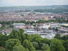 Top View Of Bristol City From Cabot Tower At Brandon Hill During The Day
