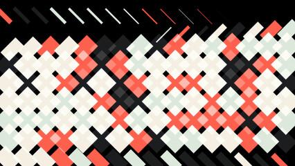 Poster - Abstract animation of multicolored geometric patterns appearing and disappearing one by one on the black background. Animation. Abstract 3d render of transition with geometric shapes