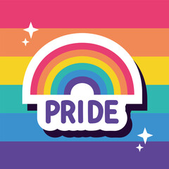 Sticker - pride lettering with rainbow