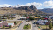 Aerial Panoramic view of El Chalten, near Calafate in Patagonia, Argentina, South America