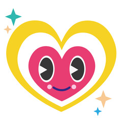 Canvas Print - heart love kawaii character