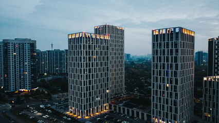 Wall Mural - High angle shot of skyscrapers in Osokorki, Ukraine, Kyiv