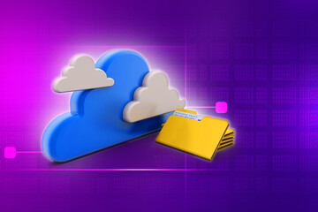 Poster - 3d rendering cloud  folder network
