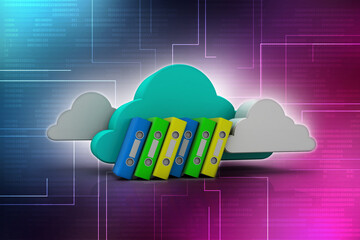 Poster - 3d rendering office document Binder in cloud
