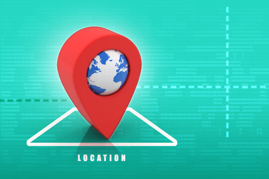 3d rendering Red map pointer
