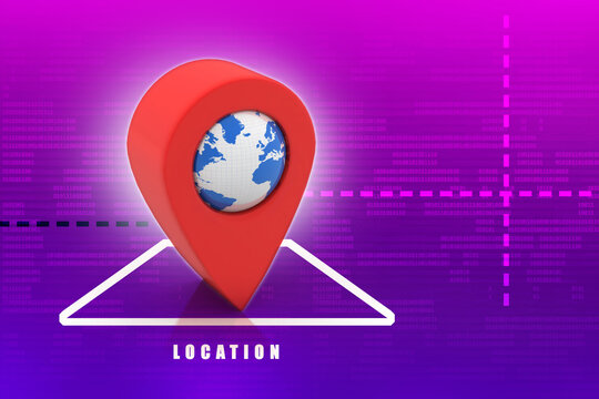 3d rendering Red map pointer
