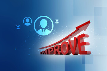 Poster - Rising improve arrow . 3D illustration
