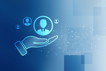 Poster - 2D Digital Abstract Business Networking background
