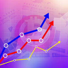 Poster - 2d rendering Stock market online business concept. business Graph
